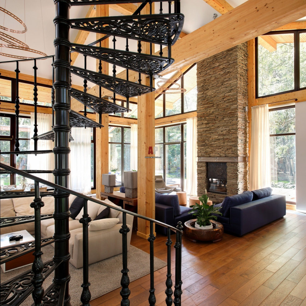 Винтовая лестница в стиле Шале