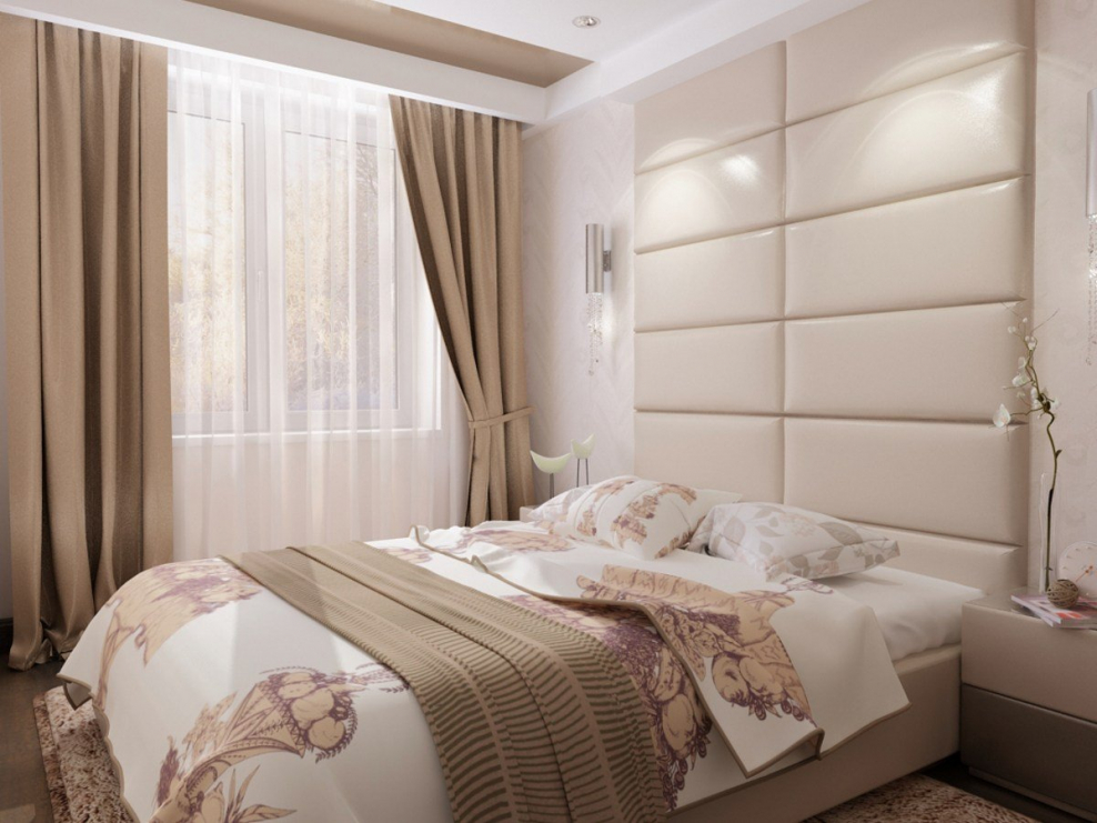 Спальня в бежево-коричневых тонах