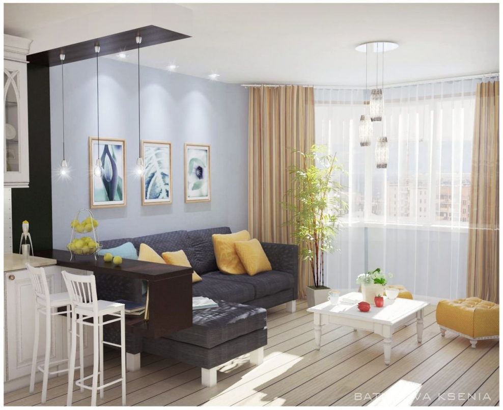 Маленькая гостиная с обеденной зоной