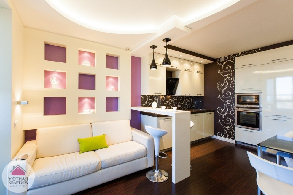 Сканди стиль кухня гостиная