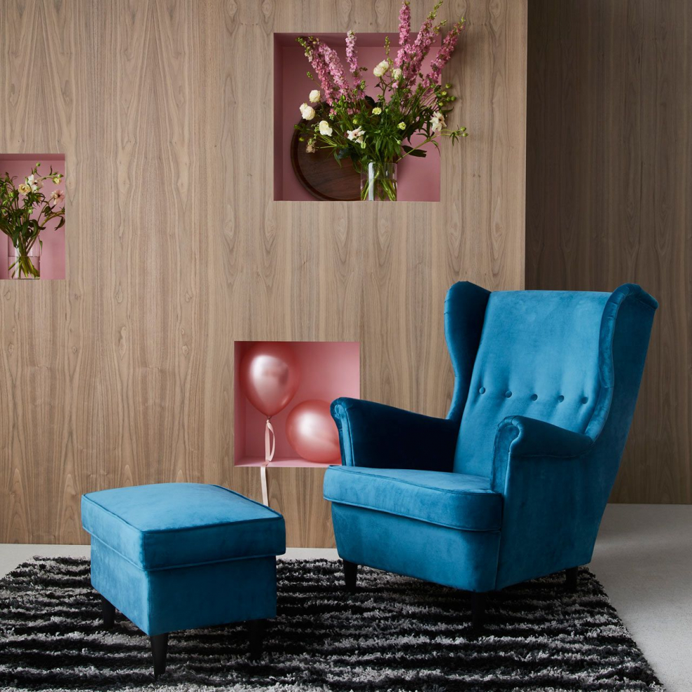 Кресло икеа СТРАНДМОН синее