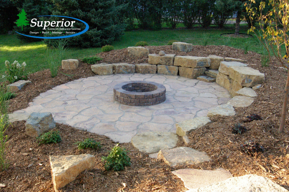 Fire Pit built into Retaining Wall