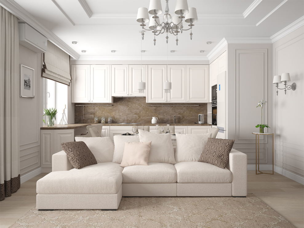 Неоклассика гостиная 20кв