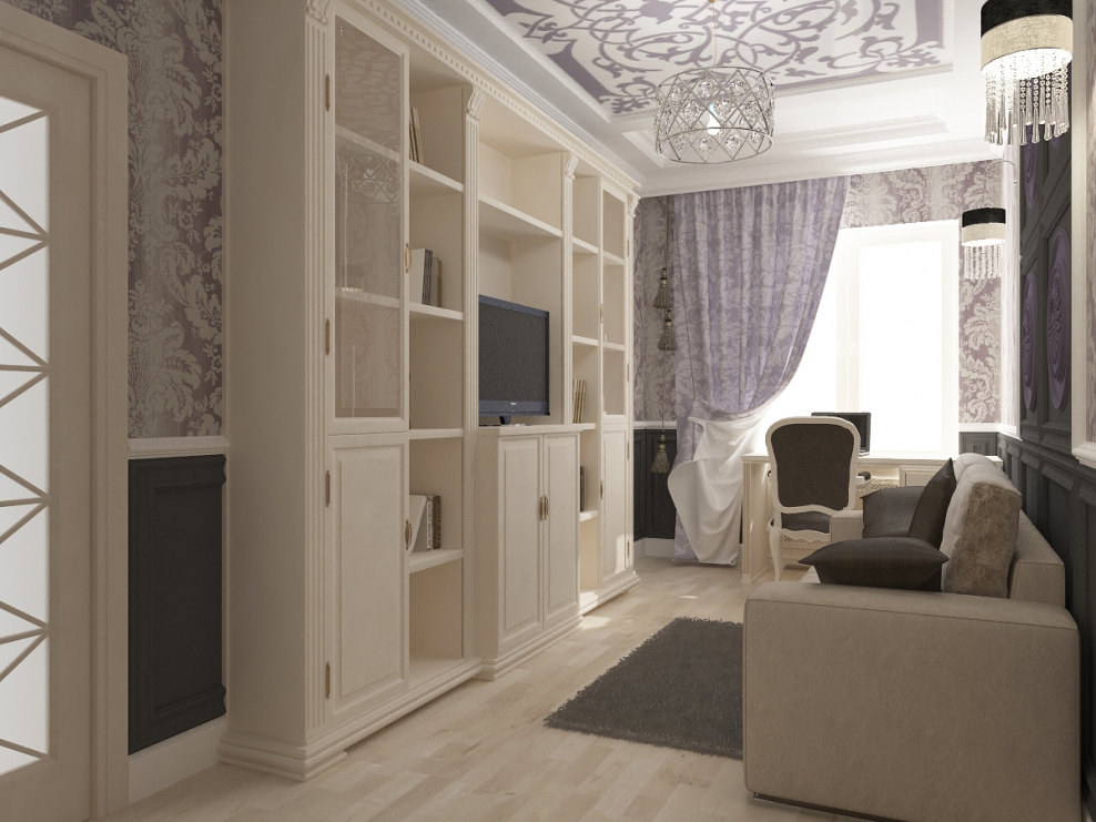 Гостиная 20 кв м классика