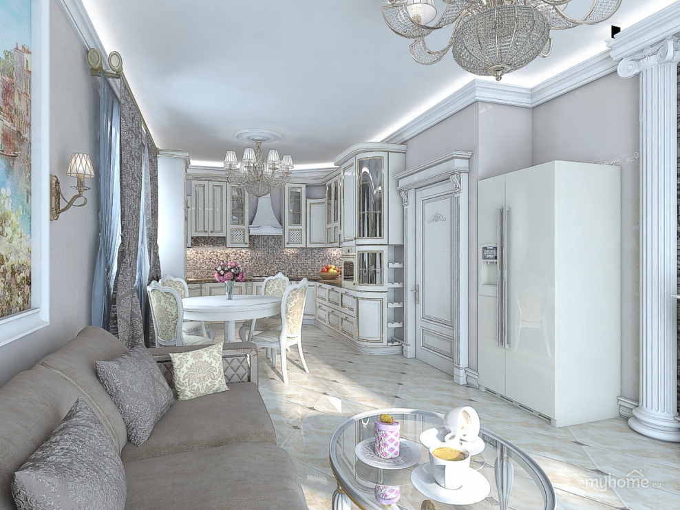 Кухня-гостиная Неоклассика и Прованс