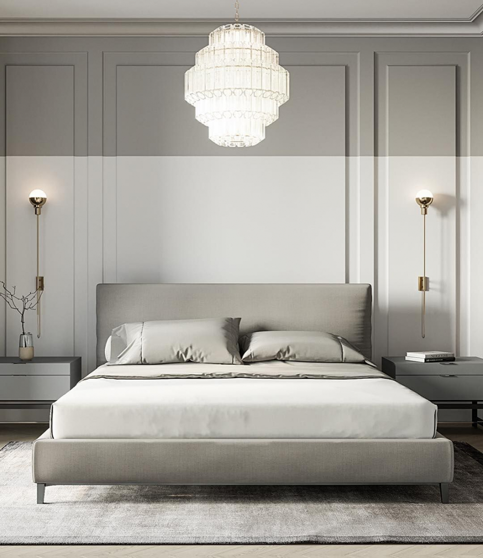 Спальня с молдингами в современном стиле