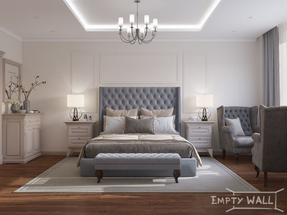 Молдинги в спальне