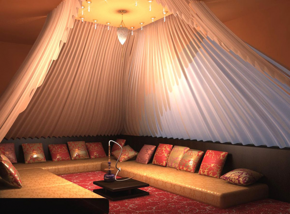 Арабский стиль в интерьере в кальянной