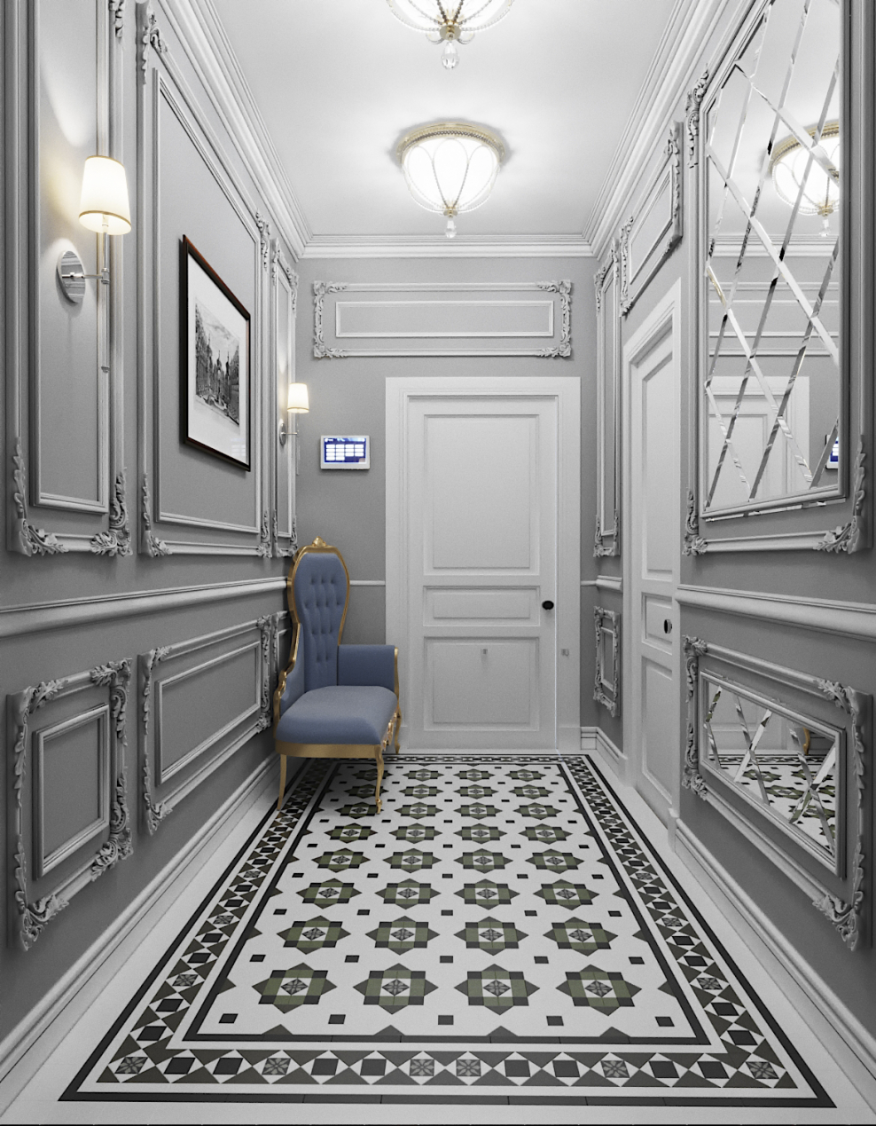 Интерьер современная классика 3d визуализация