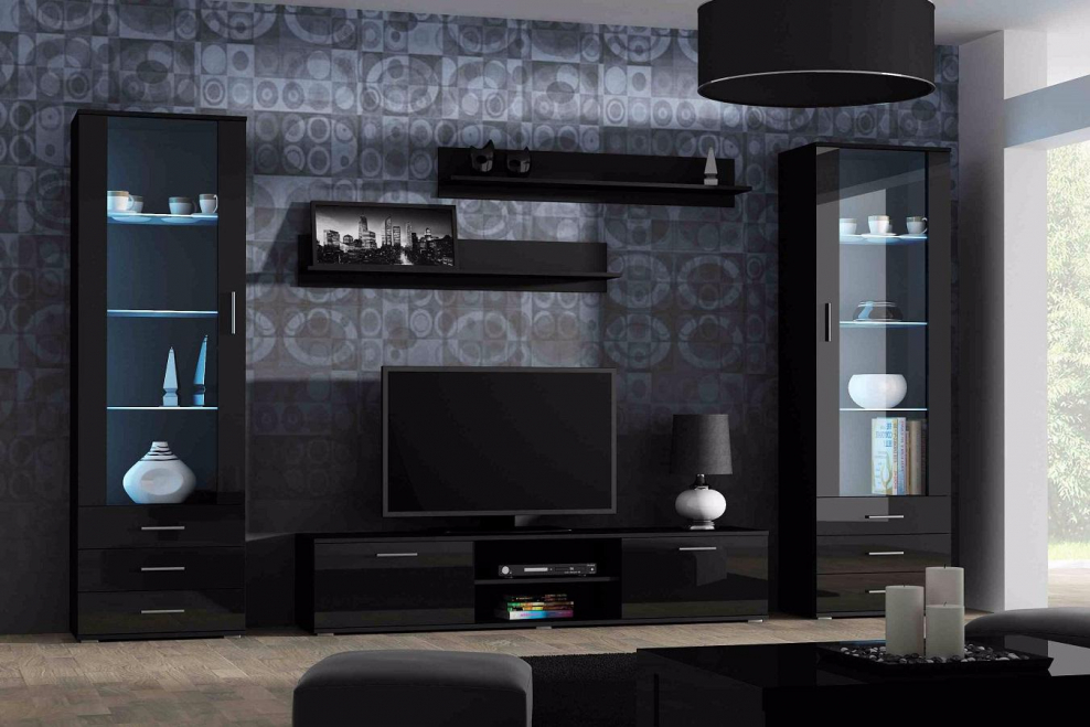 Гостиная Сохо черный глянец