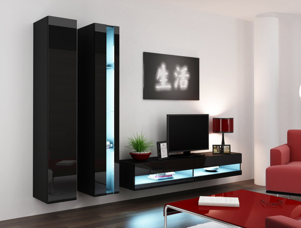 Стенка Vigo черный глянец