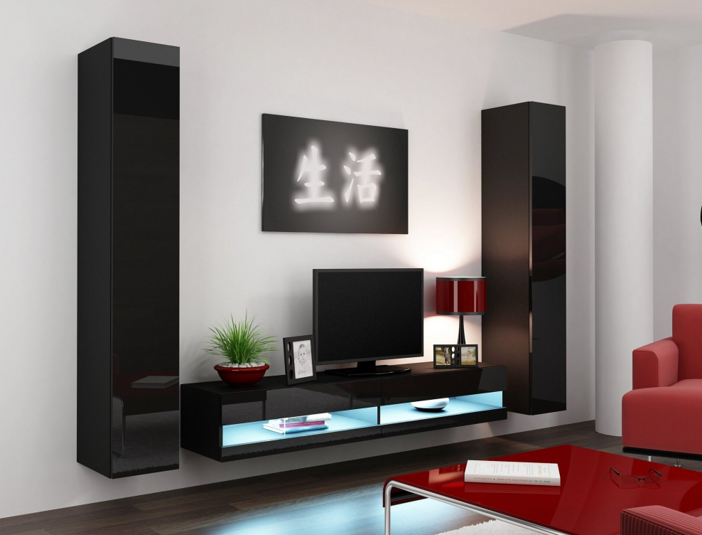 Стенка Vigo черный глянец