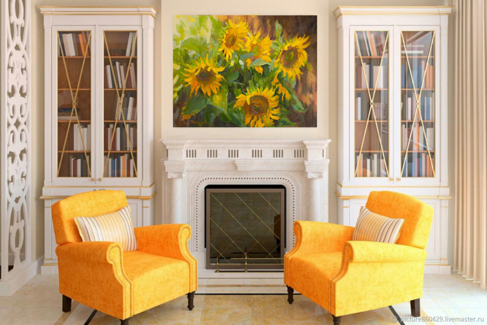 Симметричная композиция комнаты с мебелью интерьер