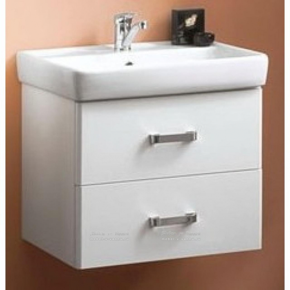 Тумба с раковиной Акватон Америна 60 белая подвесная