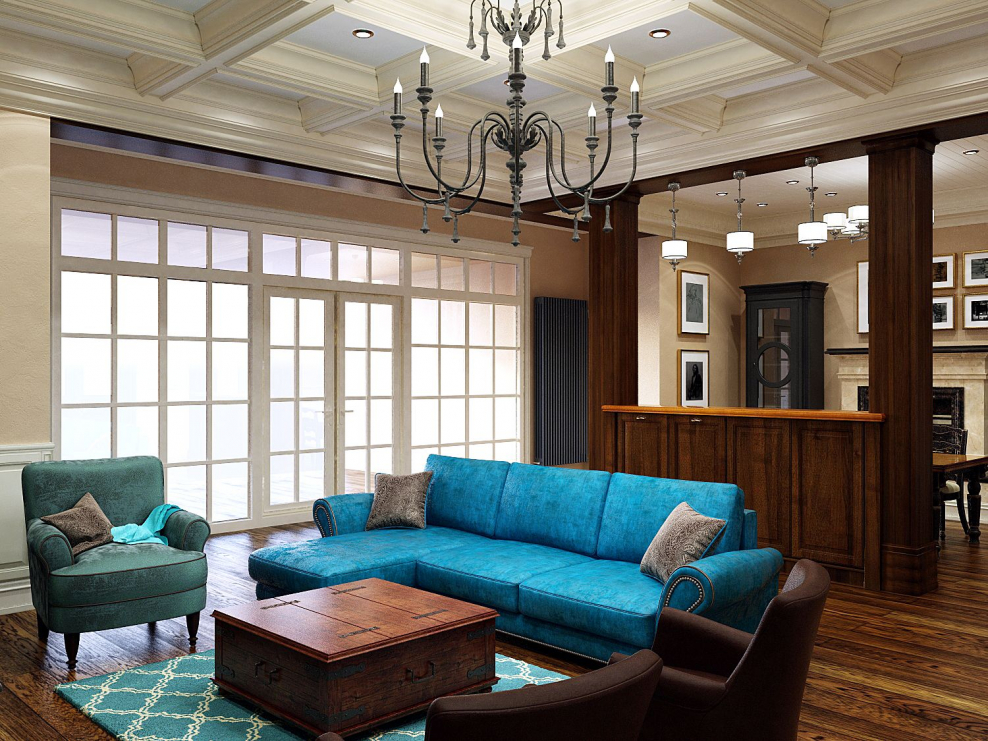 Гостиная в доме американская классика