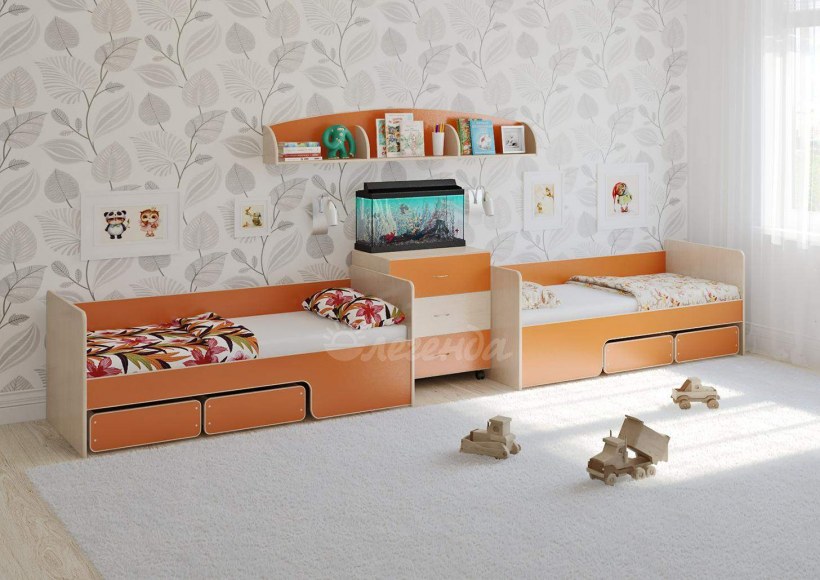 Одноярусная кровать для двоих детей