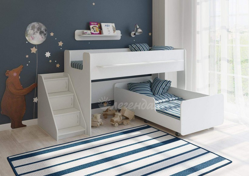 Кровать двухъярусная Легенда 23.4, белая