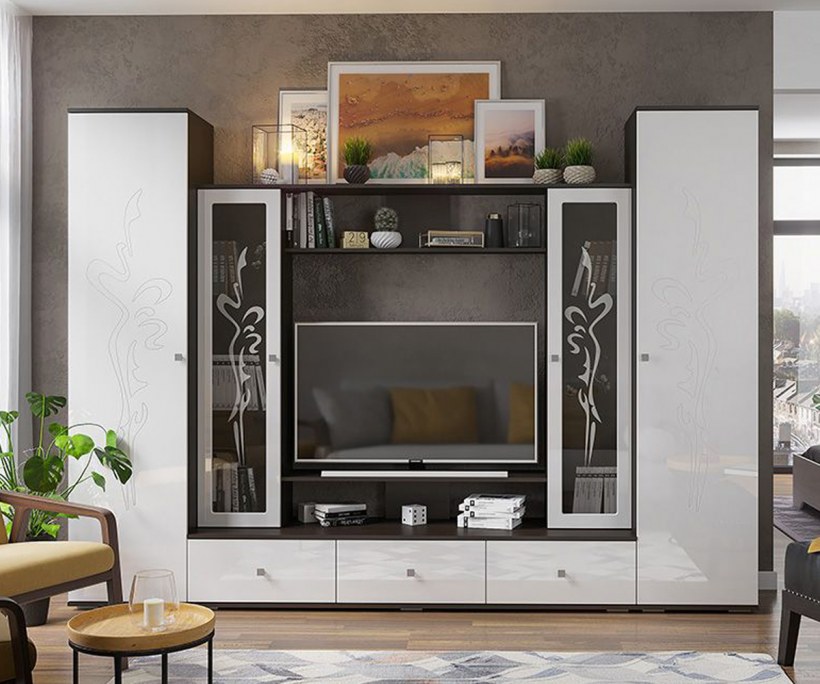 Стенка Летиция (венге/белый глянец)