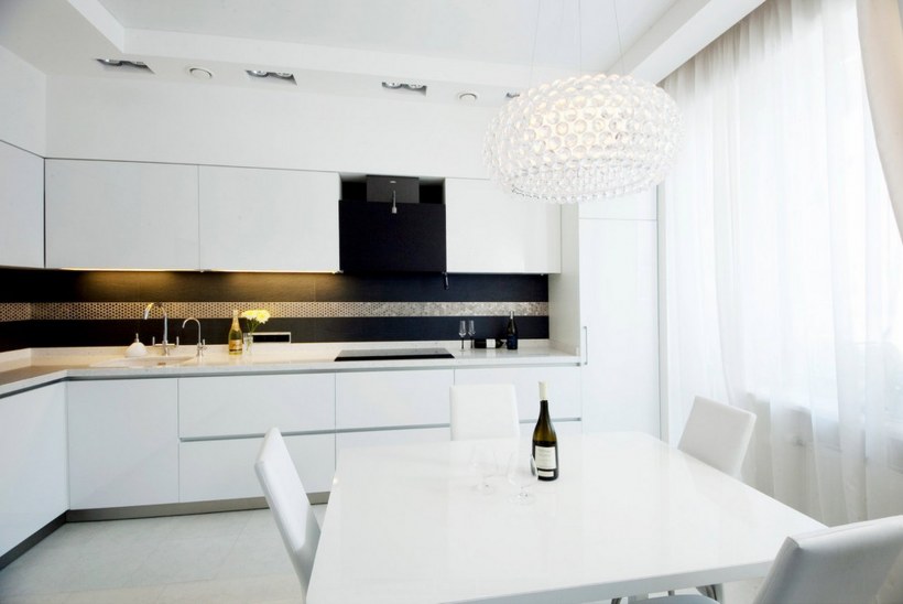 Стеновые панели в стиле Минимализм на белой кухне