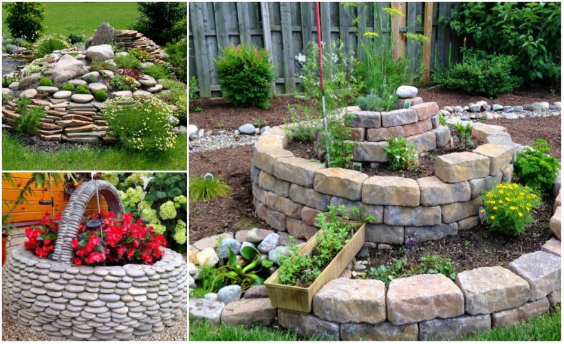 Цветочная клумба из камней