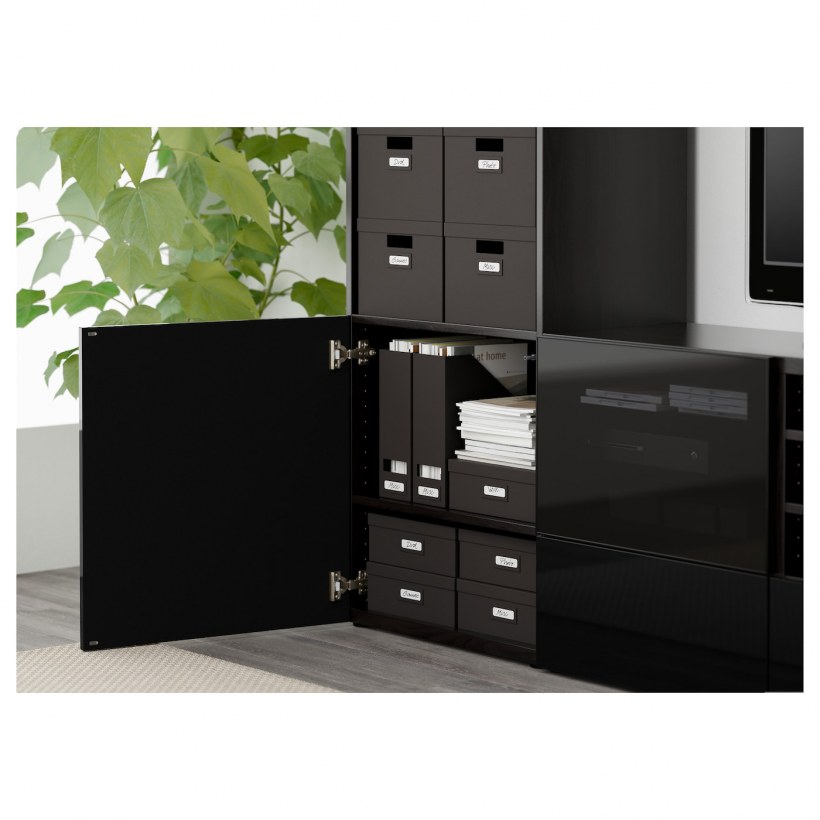 БЕСТО шкаф для ТВ, комбин/стеклян дверцы, черно-коричневый