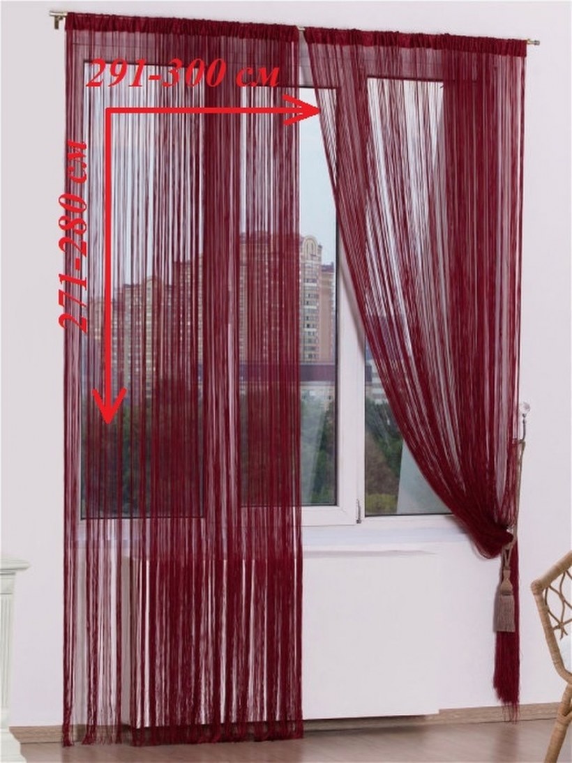 Нитяные шторы в гостиной