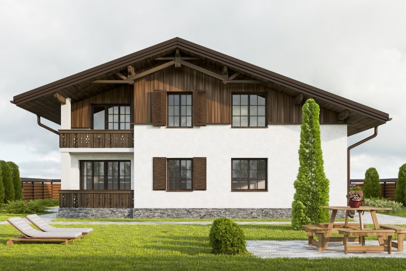 Дом-Шале оцилиндрованного бревна дом Шале