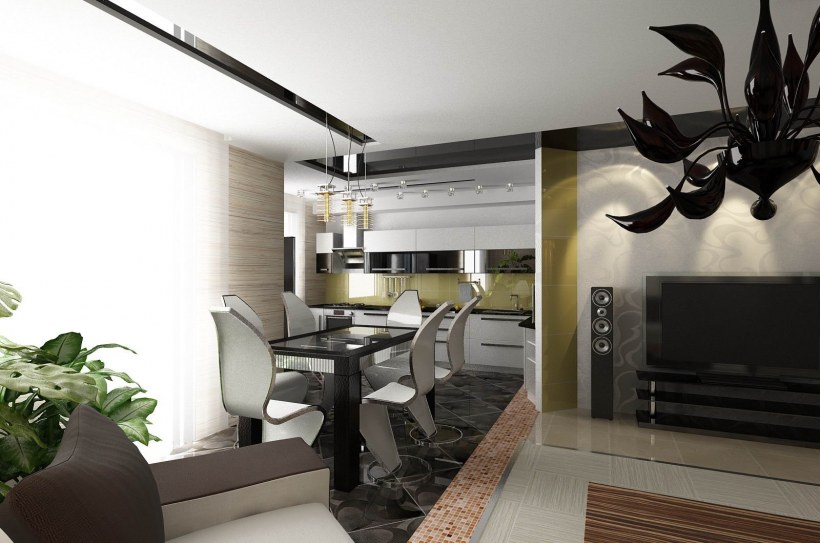 Гостиные интерьер Объединенные с кухней