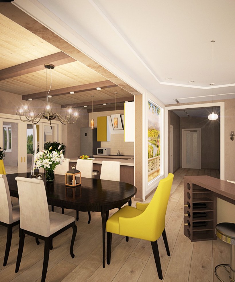 Гостиная с кухонной зоной