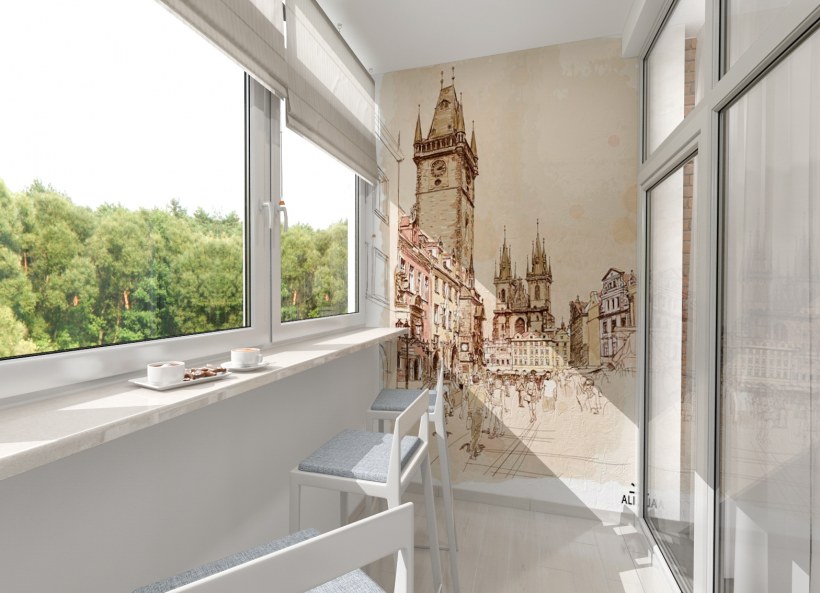 Жидкие обои на балконе