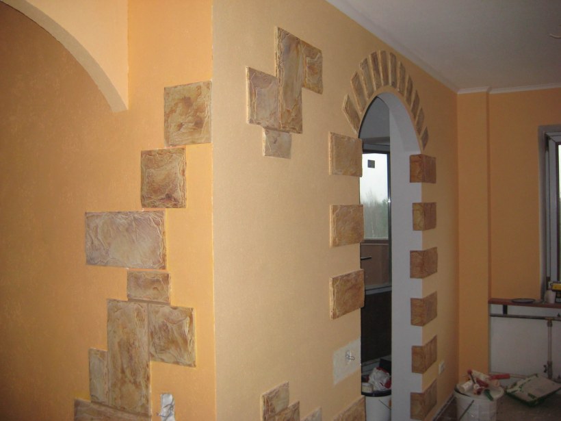 Отделка арки декоративным камнем