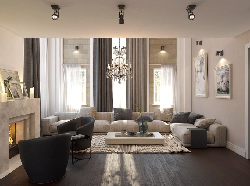 Интерьер двусветной гостиной