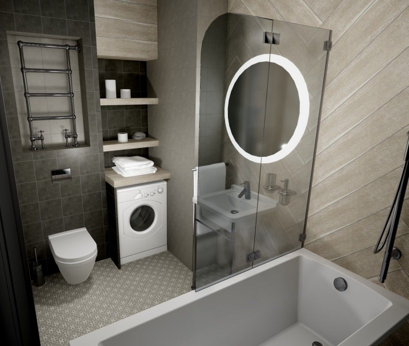 Санузел с душевой перегородкой