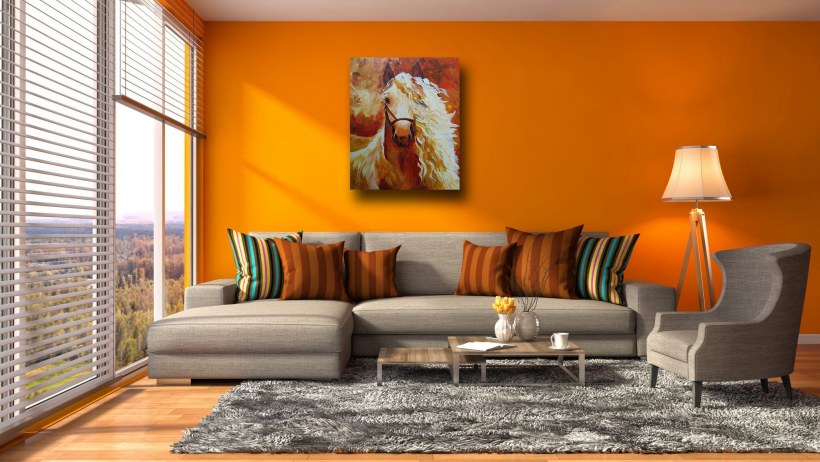 Диван серый с оранжевым