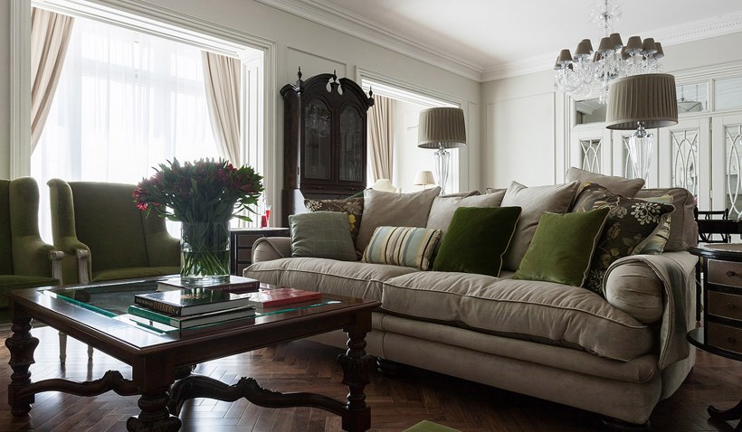 Неоклассика гостиная с Кушеткой