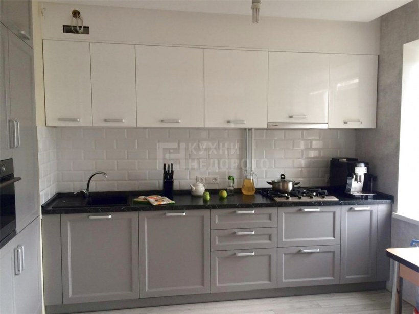 Кухня икеа серый низ белый верх