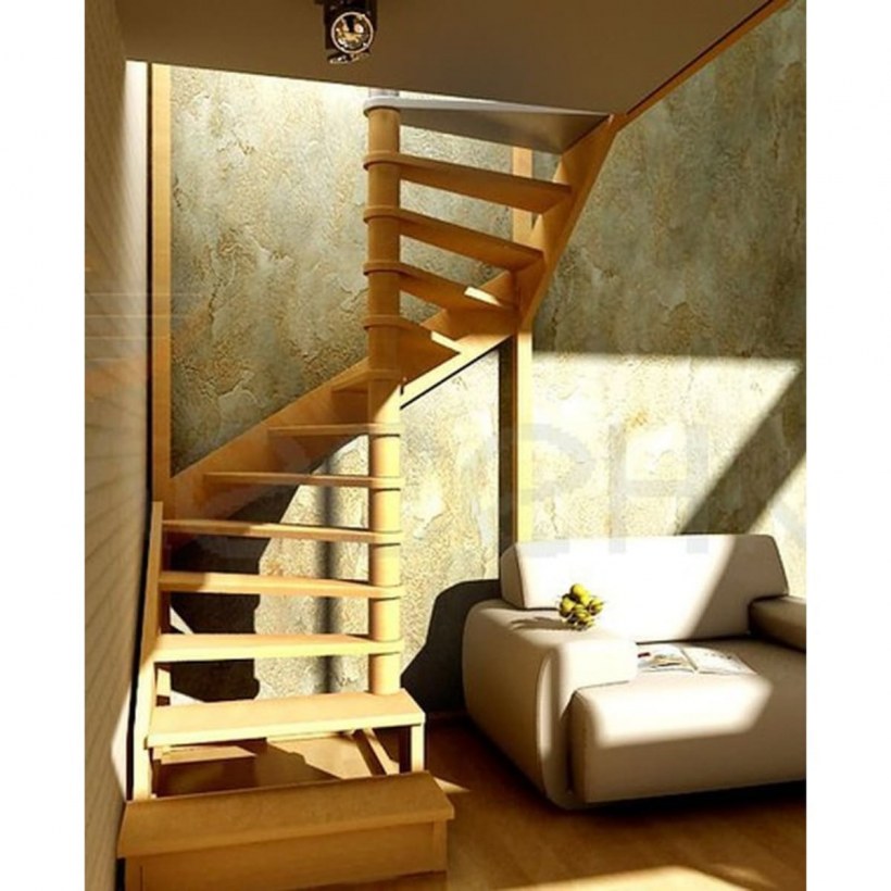 Лестница межэтажная деревянная лес 01