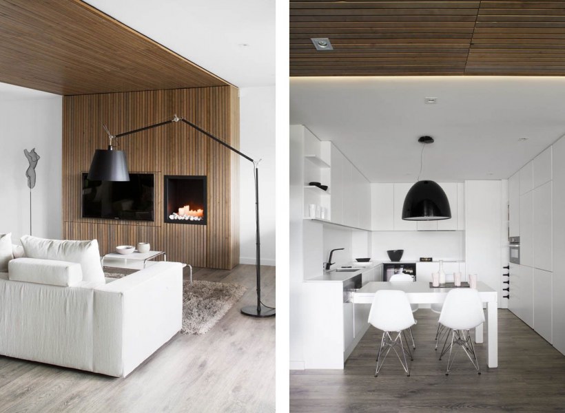 Интерьер белый с деревом