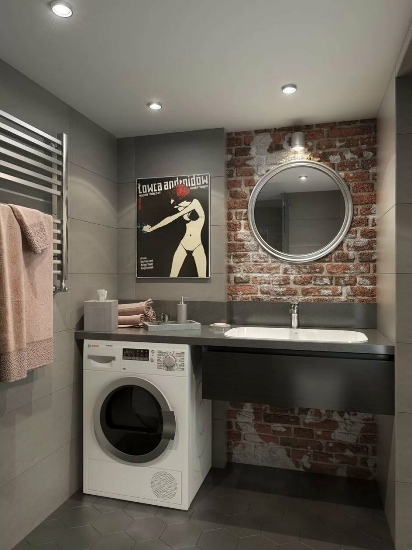 Ванная в стиле лофт 4 м2