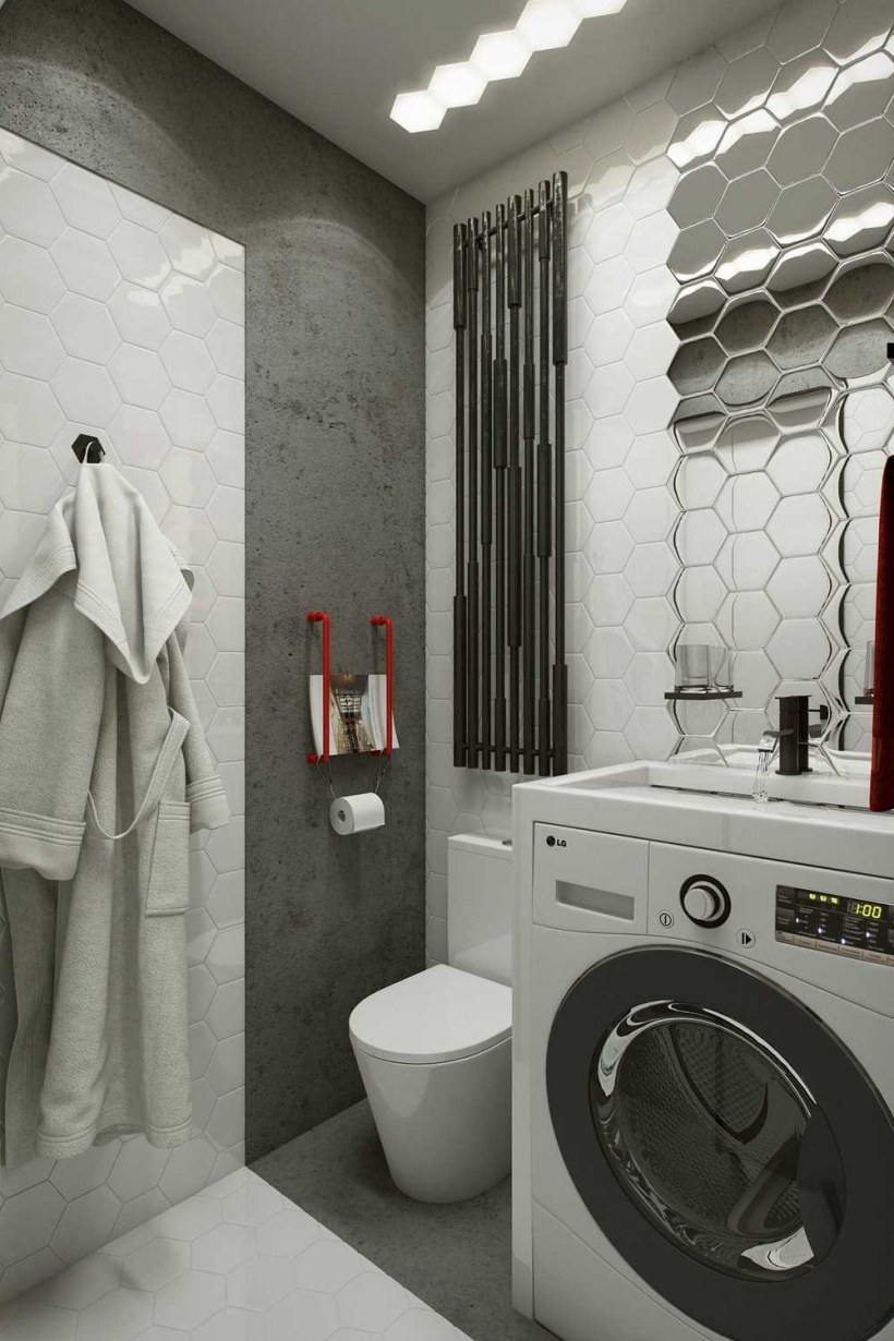 Туалетная комната со стиралкой
