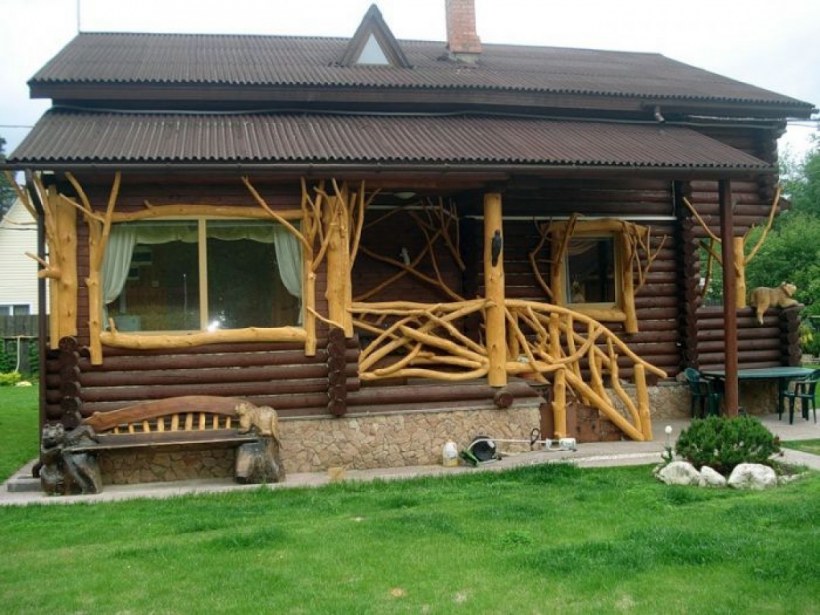 Терраса из бревна