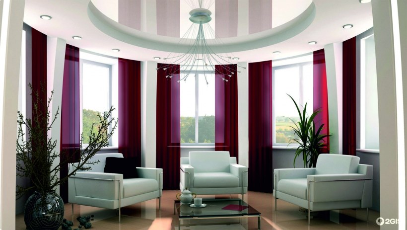 Интерьер гостиной с эркером