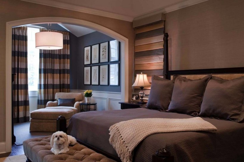 Гостиная спальня с эркером зонирование