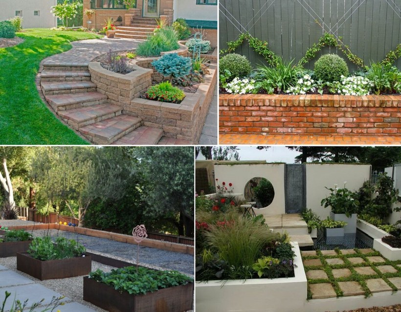 Приподнятые клумбы в ландшафтном