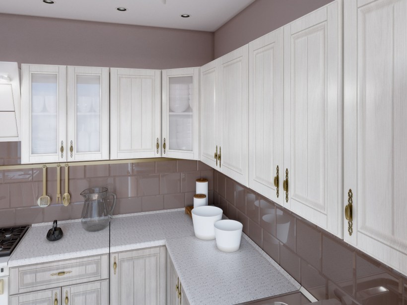 Кухня с золотыми ручками