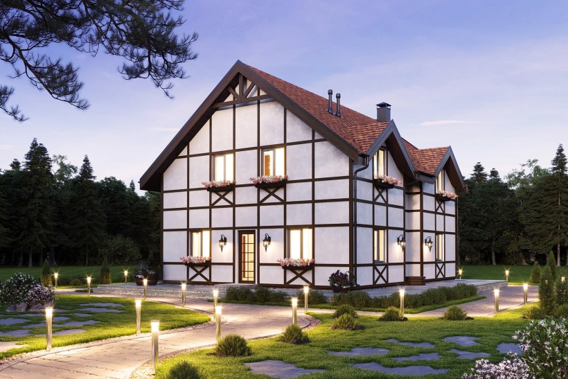 Наружная отделка дома в стиле фахверк