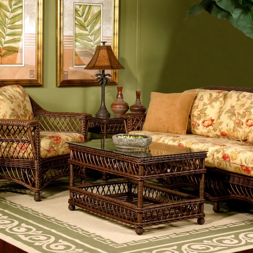 Мебель из ротанга в интерьере гостиной
