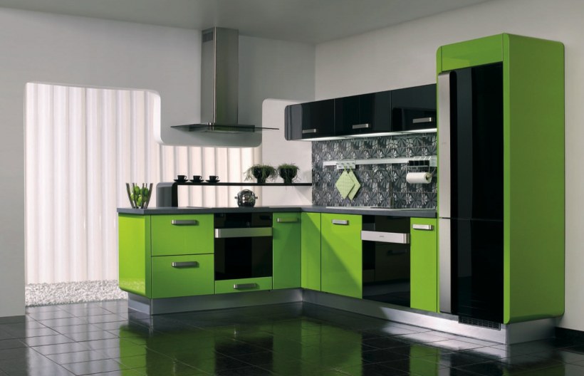 Кухня лайм угловая