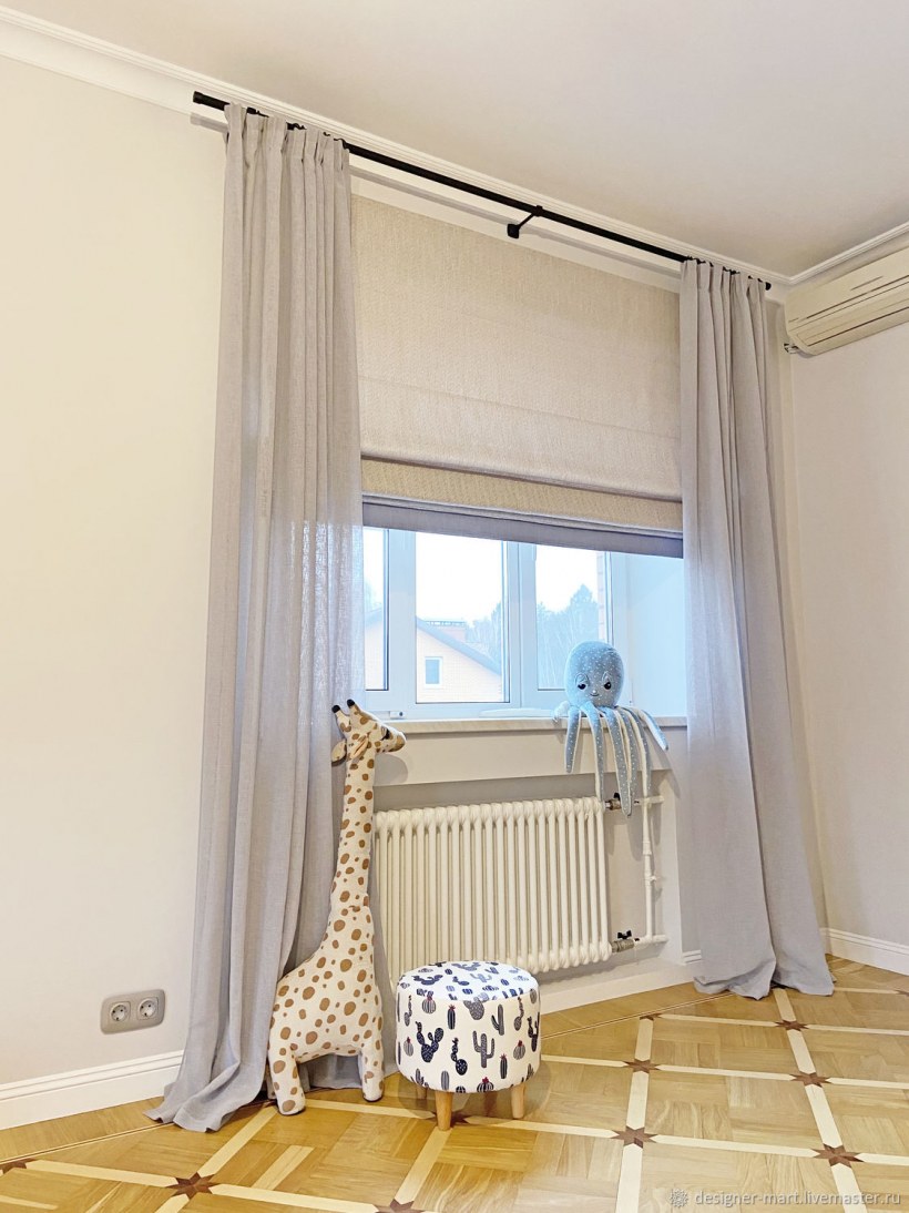 Шторы с рулонными шторами