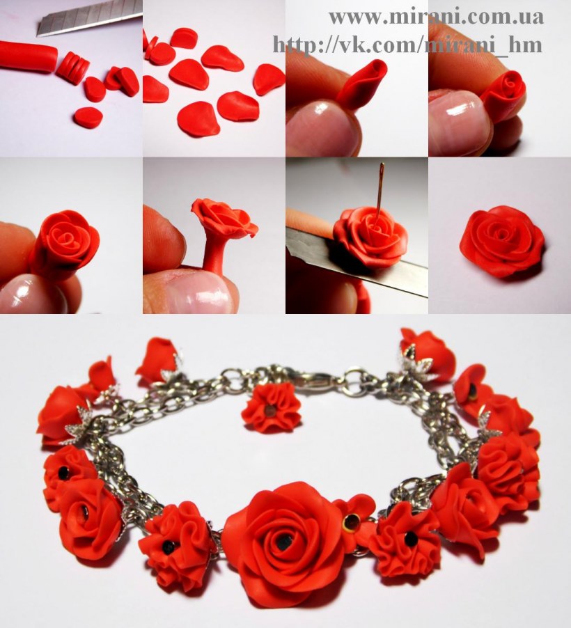Лепка розы из полимерной глины